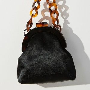 Anthropologie Calf Hair Clutch w/ Lucite Chain